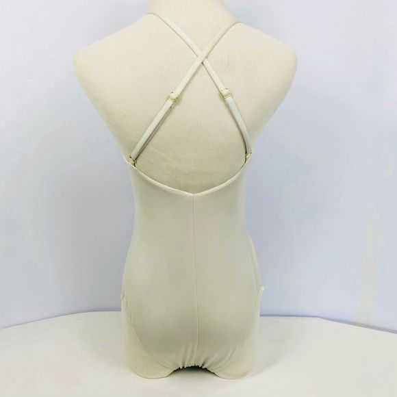 NEW H&M Gray White One Piece V-neck Multi Swimsuit - Picture 3 of 6